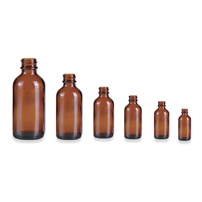 different sizes of boston round bottles