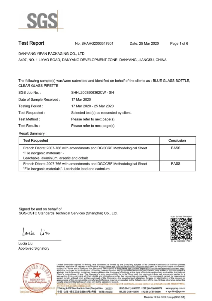 our certificate in dropper bottles