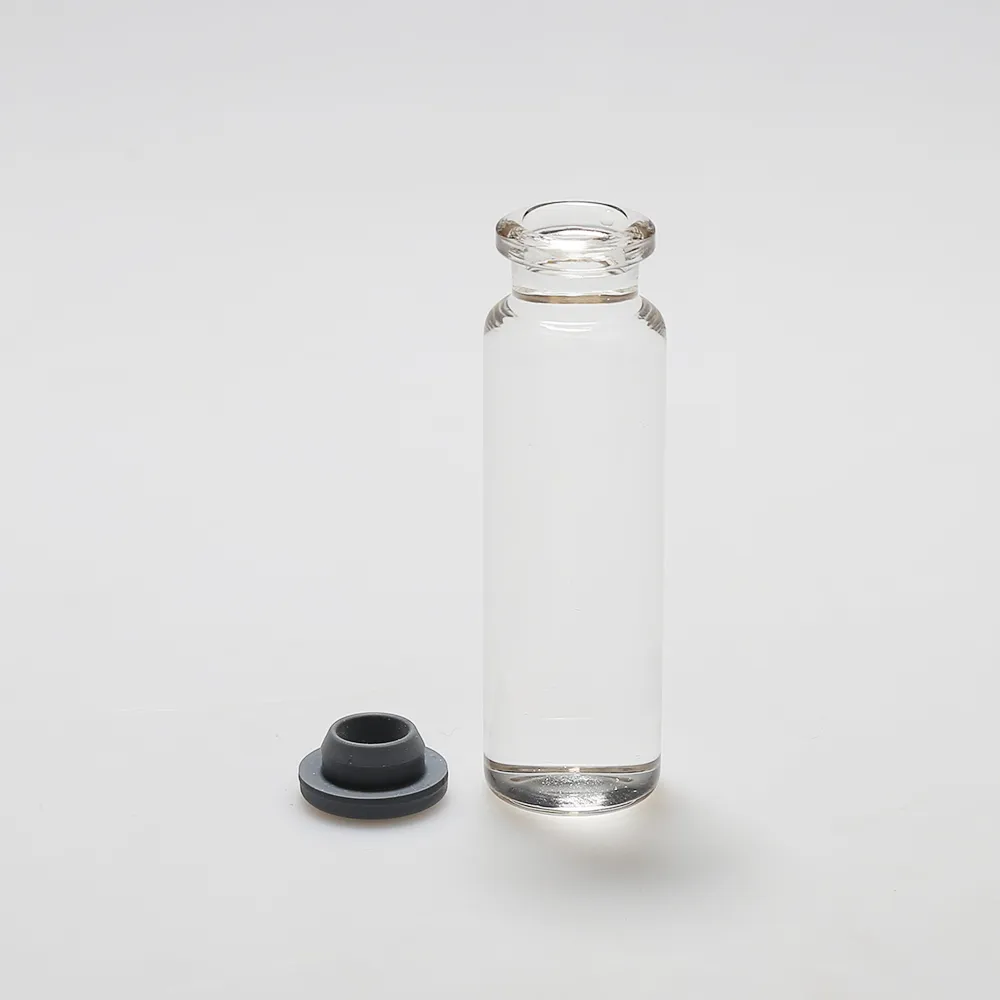serum vials with gray butyl rubber stopper