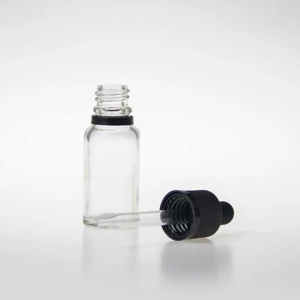 clear glass dropper bottle