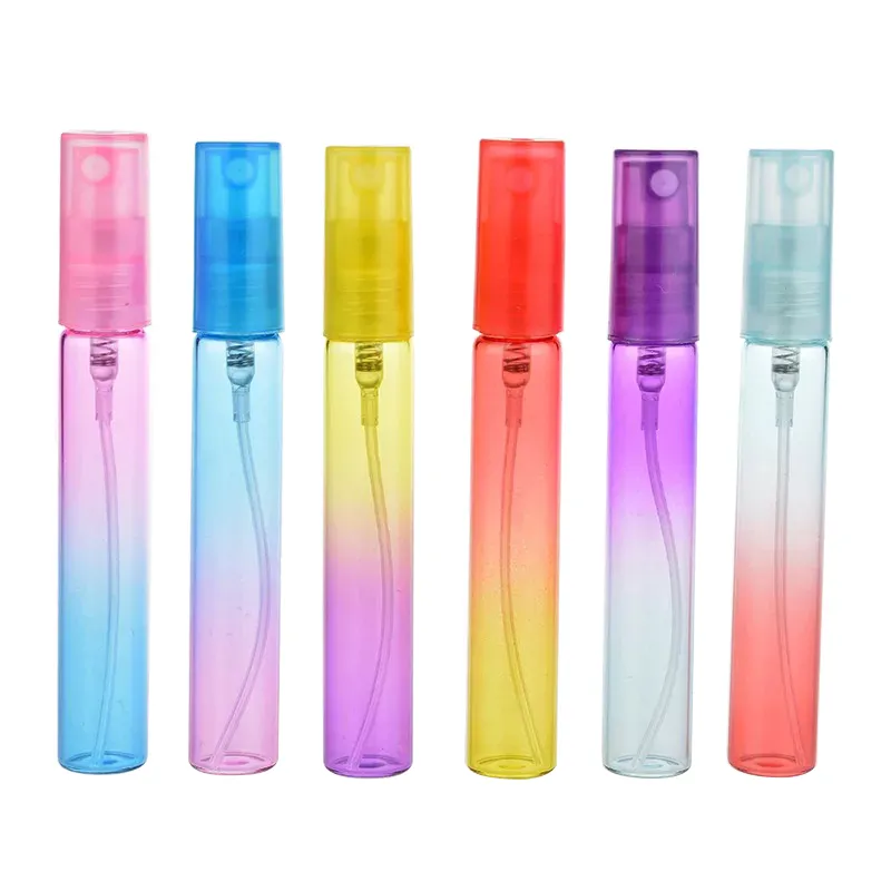 Perfume sample spray glass bottle with spray color on the surface