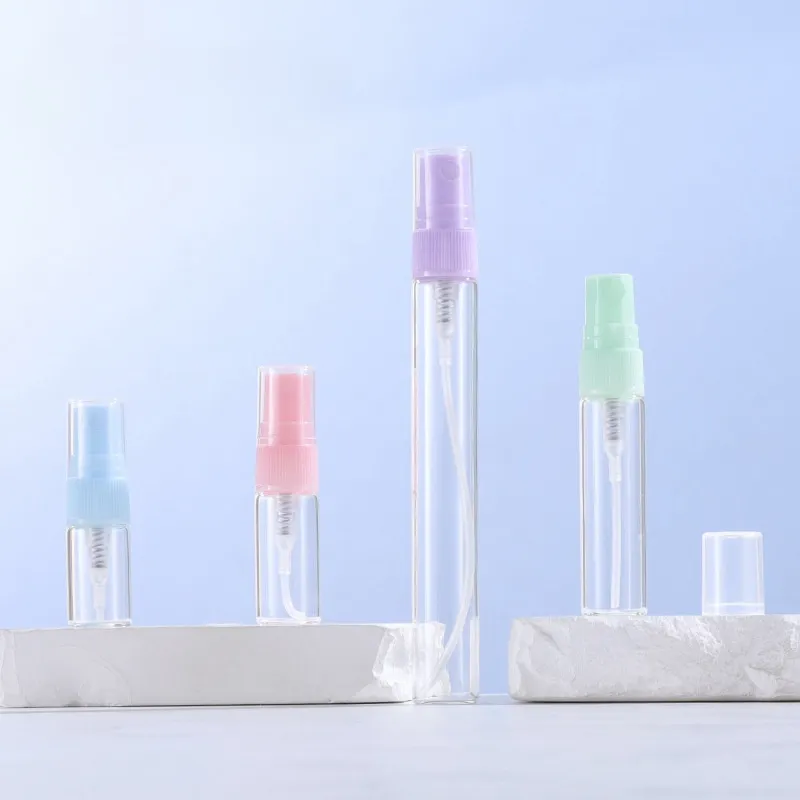 2ml/3ml/5ml/10ml color spray head perfume transparent glass bottle