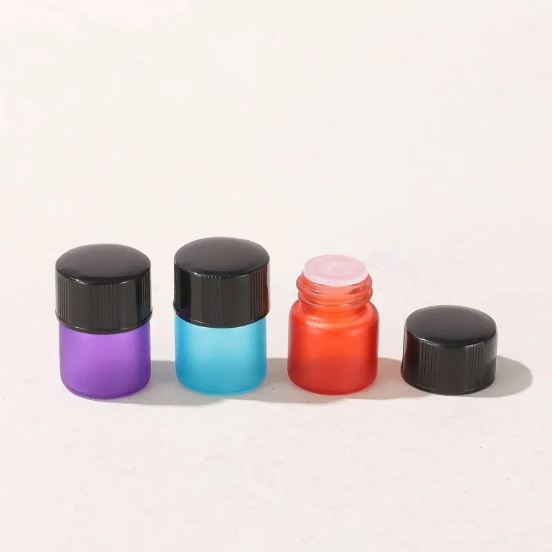 1ml frosted rainbow-colored glass sample bottles