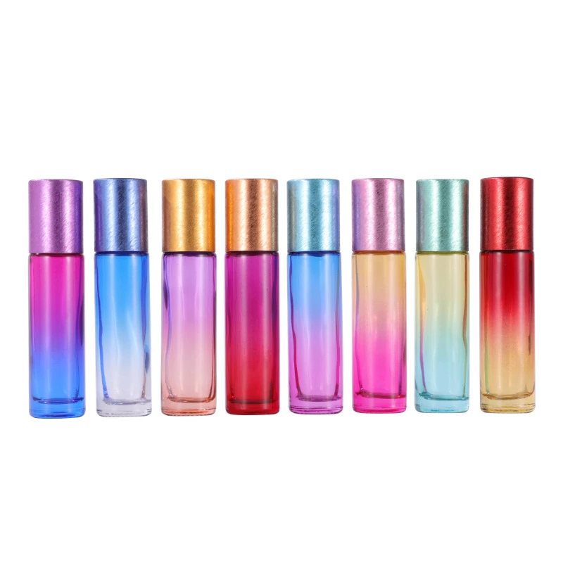 10ml Brushed Cap Dual-color Gradient Glass Rollerball Bottle