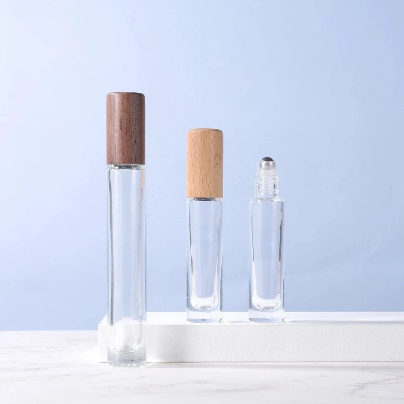 5ml10ml Beech/ Walnut Wood Cap Slender Thick Bottom Rollerball Bottle