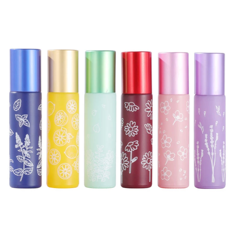 10ml Macaron-Colored Printed Frosted Glass Rollerball Bottle