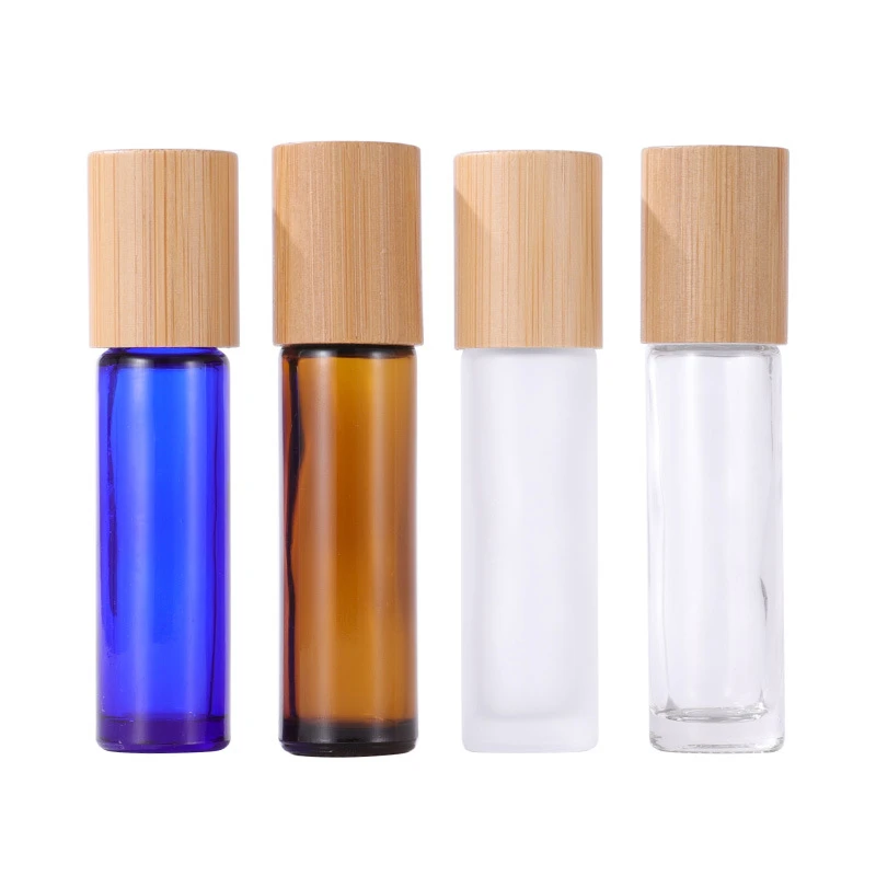 10ml Colored Bamboo and Wood Cap Rollerball Bottle
