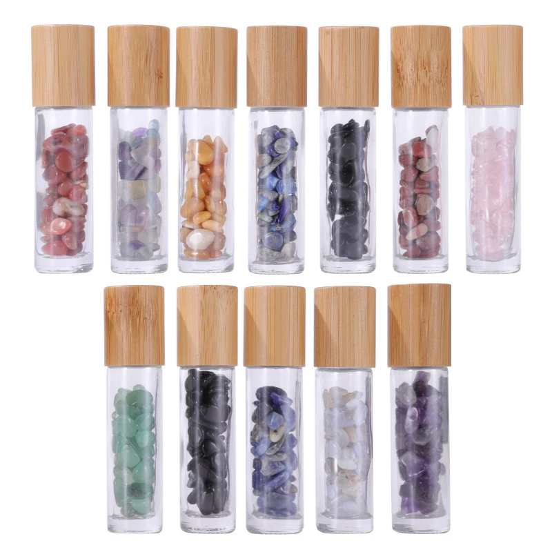 10ml Bamboo Cap Crystal Jade Roller Glass Bottle