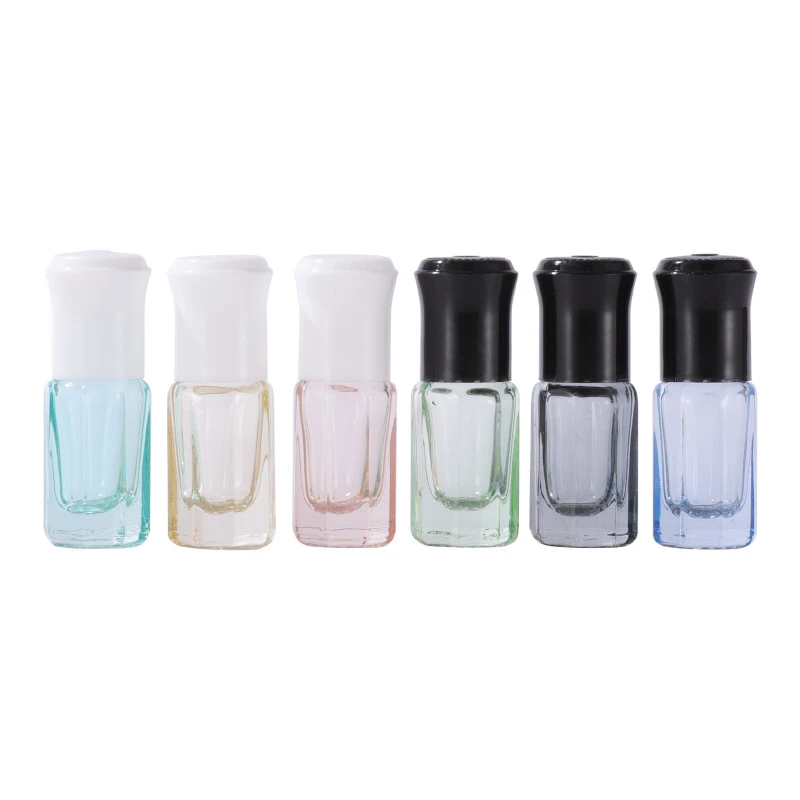 3ml Black/White Cap Octagonal Colorful Transparent Roll on Bottle