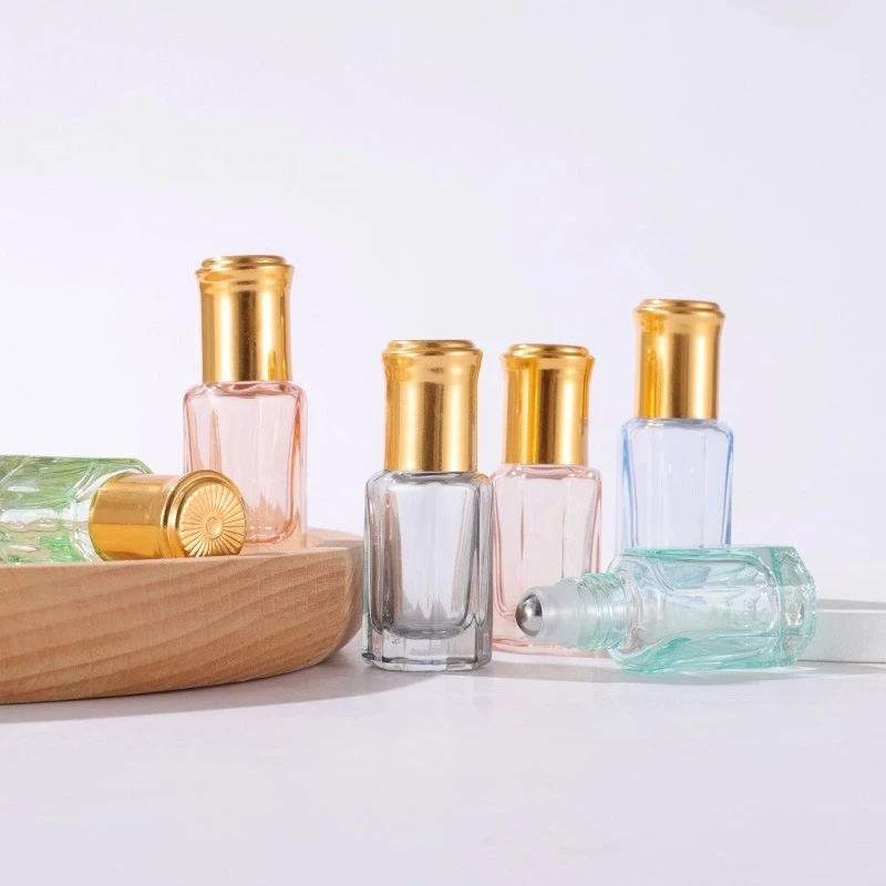 3ml/6ml Gold-capped Octagonal Multicolored Rollerball Bottle