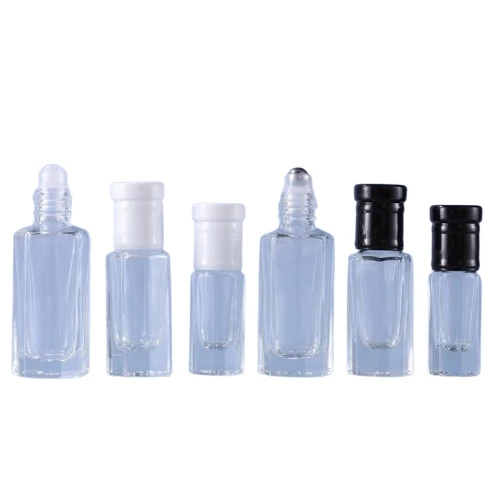 3ml6ml12ml Black/White Cap Octagonal Transparent Roller Bottle