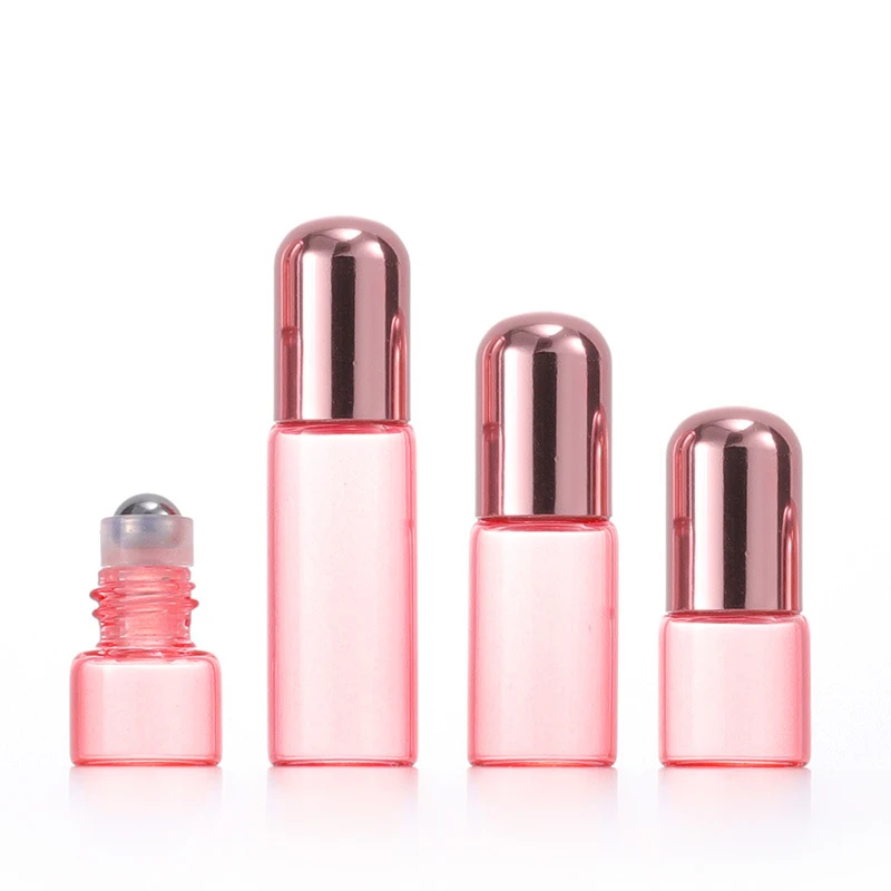 1ml2ml3ml5ml Rose Gold Dome Cap Pink Glass Roller Bottle