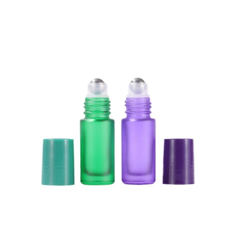 5ml Colored Frosted Plastic Cap Glass Roller Bottle