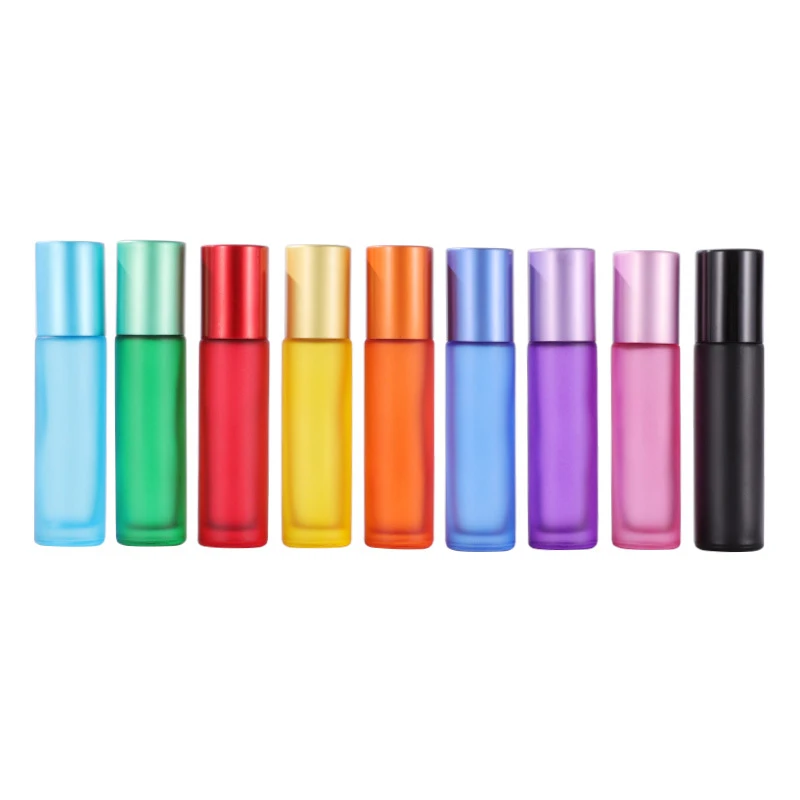 10ml Colored Frosted Glass Rollerball Bottle