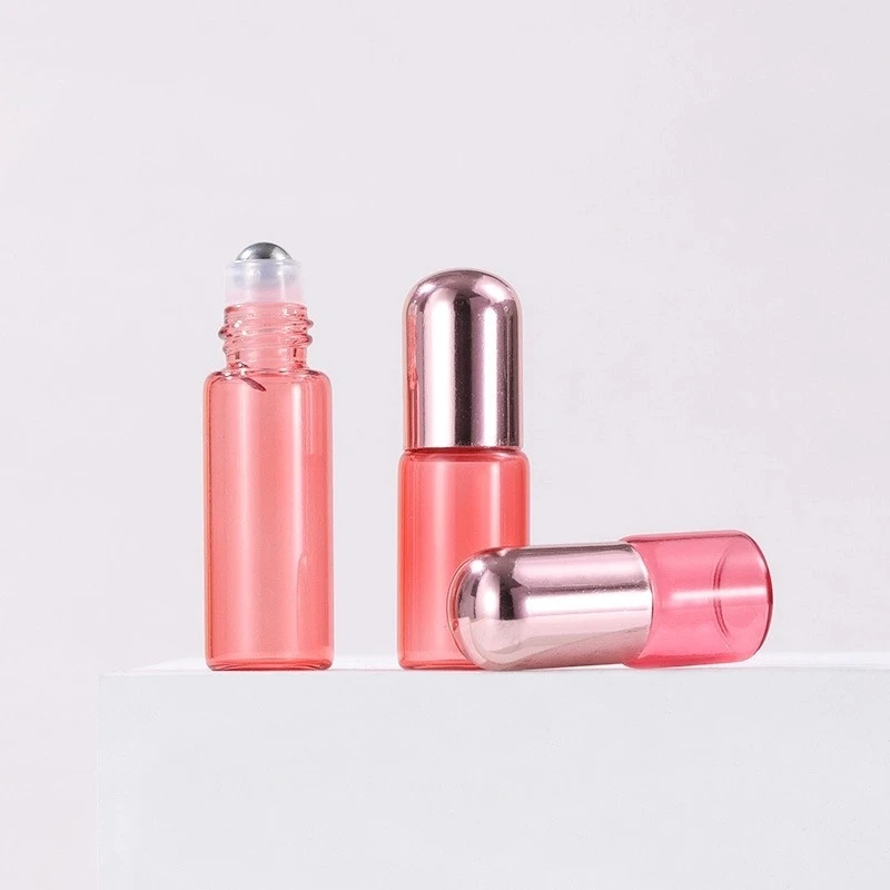 1ml2ml3ml5ml Rose Gold Dome Cap Pink Glass Roller Bottle