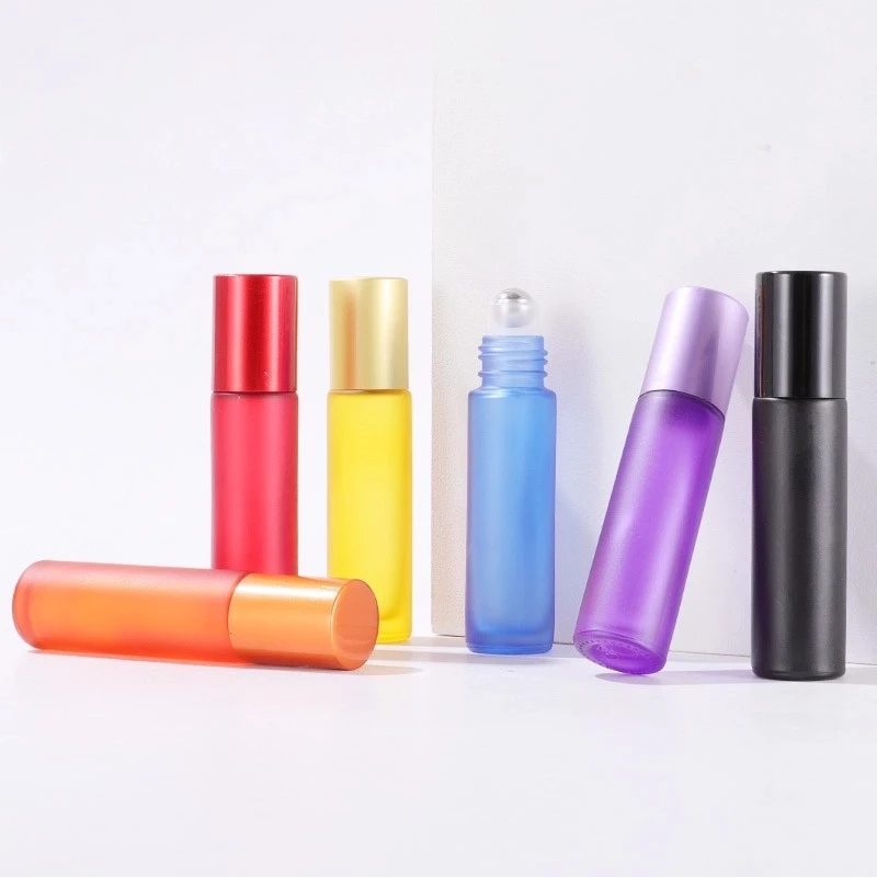 10ml Colored Frosted Glass Rollerball Bottle