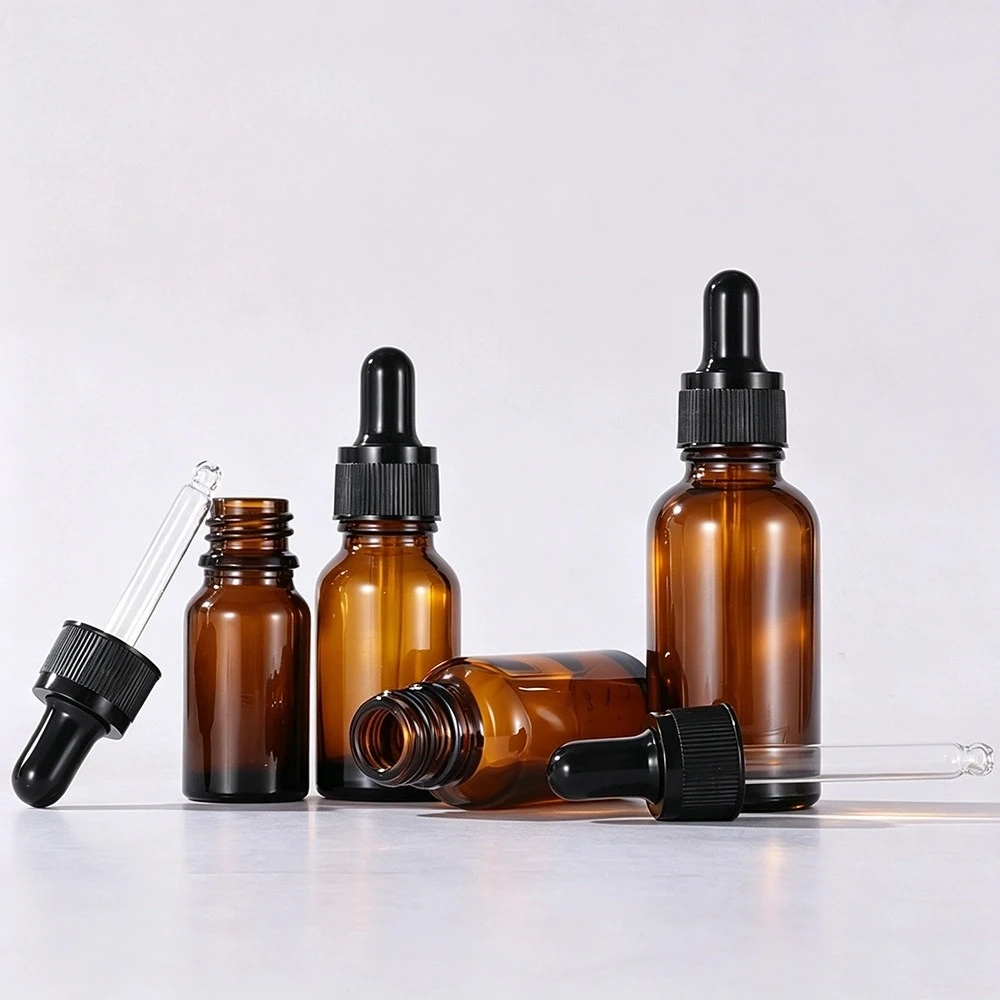Multi-capacity Brown Round-shoulder Glass Dropper Bottle Multi-capacity Brown Round-shoulder Glass Dropper Bottle