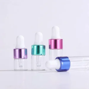 1ml2ml3ml5ml Colored Electroplated Aluminum Ring Transparent Glass Dropper Bottle