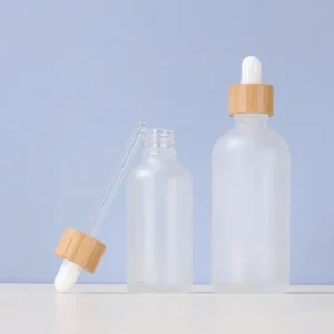 Bamboo and Wood Ring Frosted Glass Dropper Bottle
