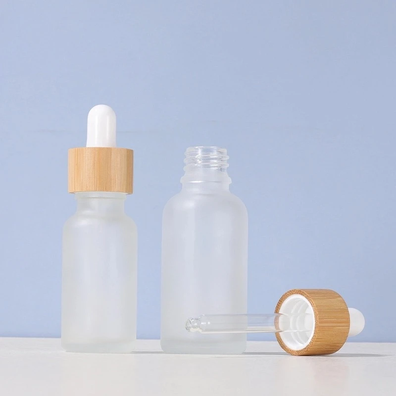 Bamboo and Wood Ring Frosted Glass Dropper Bottle Bamboo and Wood Ring Frosted Glass Dropper Bottle