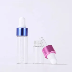 1ml2ml3ml5ml Colored Electroplated Aluminum Ring Transparent Glass Dropper Bottle