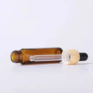 10ml Glass Dropper Bottle with Wood-Grain Pattern Water-Transfer Cap