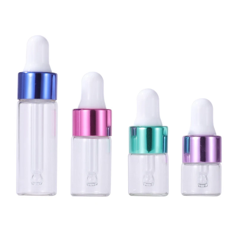 1ml2ml3ml5ml Colored Electroplated Aluminum Ring Transparent Glass Dropper Bottle 1ml2ml3ml5ml Colored Electroplated Aluminum Ring Transparent Glass Dropper Bottle