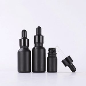 Matte Black Frosted Glass Dropper Bottle