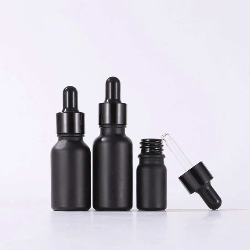 Matte Black Frosted Glass Dropper Bottle Matte Black Frosted Glass Dropper Bottle
