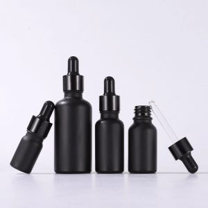 Matte Black Frosted Glass Dropper Bottle