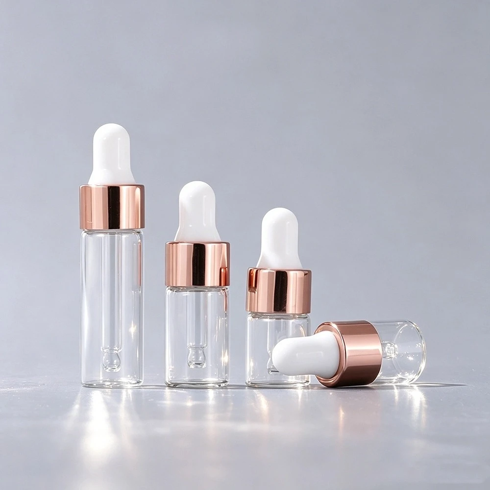 1ml2ml3ml5ml Rose Gold Ring Clear Glass Dropper Bottle