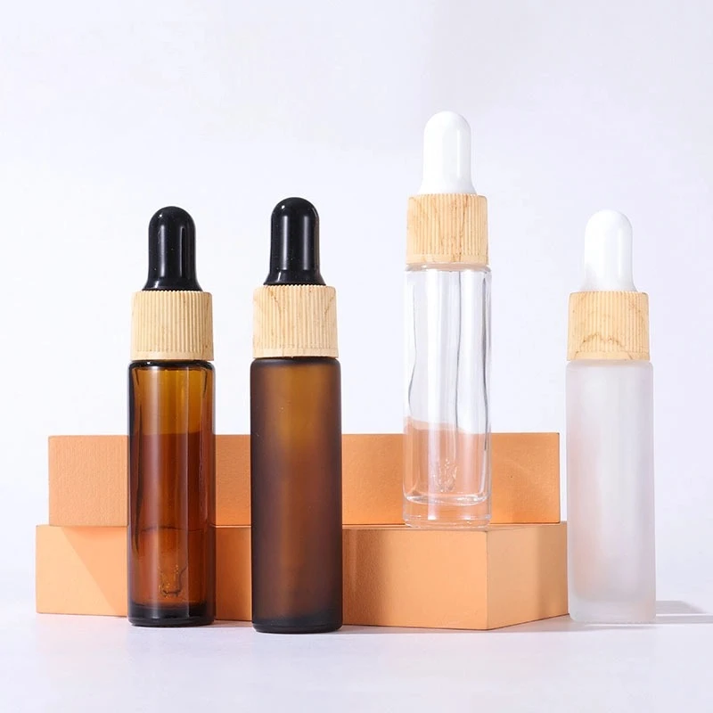 10ml Glass Dropper Bottle with Wood-Grain Pattern Water-Transfer Cap