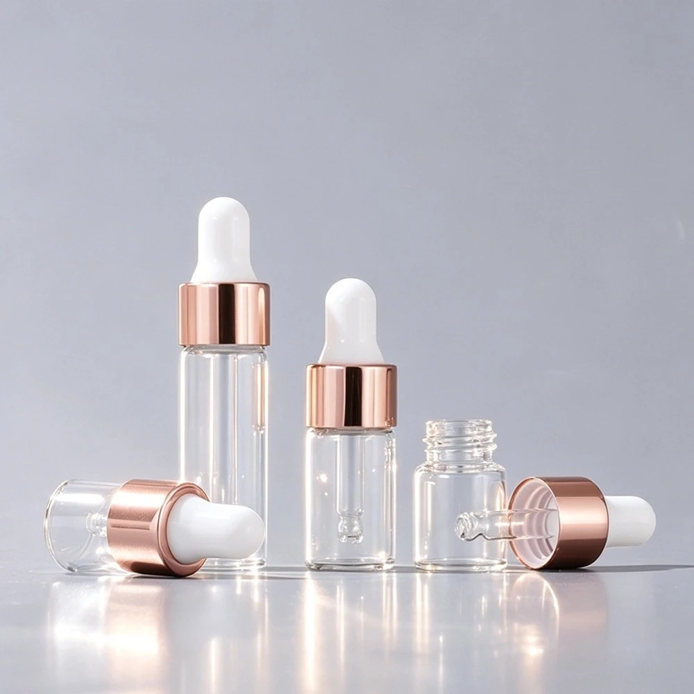 1ml2ml3ml5ml Rose Gold Ring Clear Glass Dropper Bottle 1ml2ml3ml5ml Rose Gold Ring Clear Glass Dropper Bottle