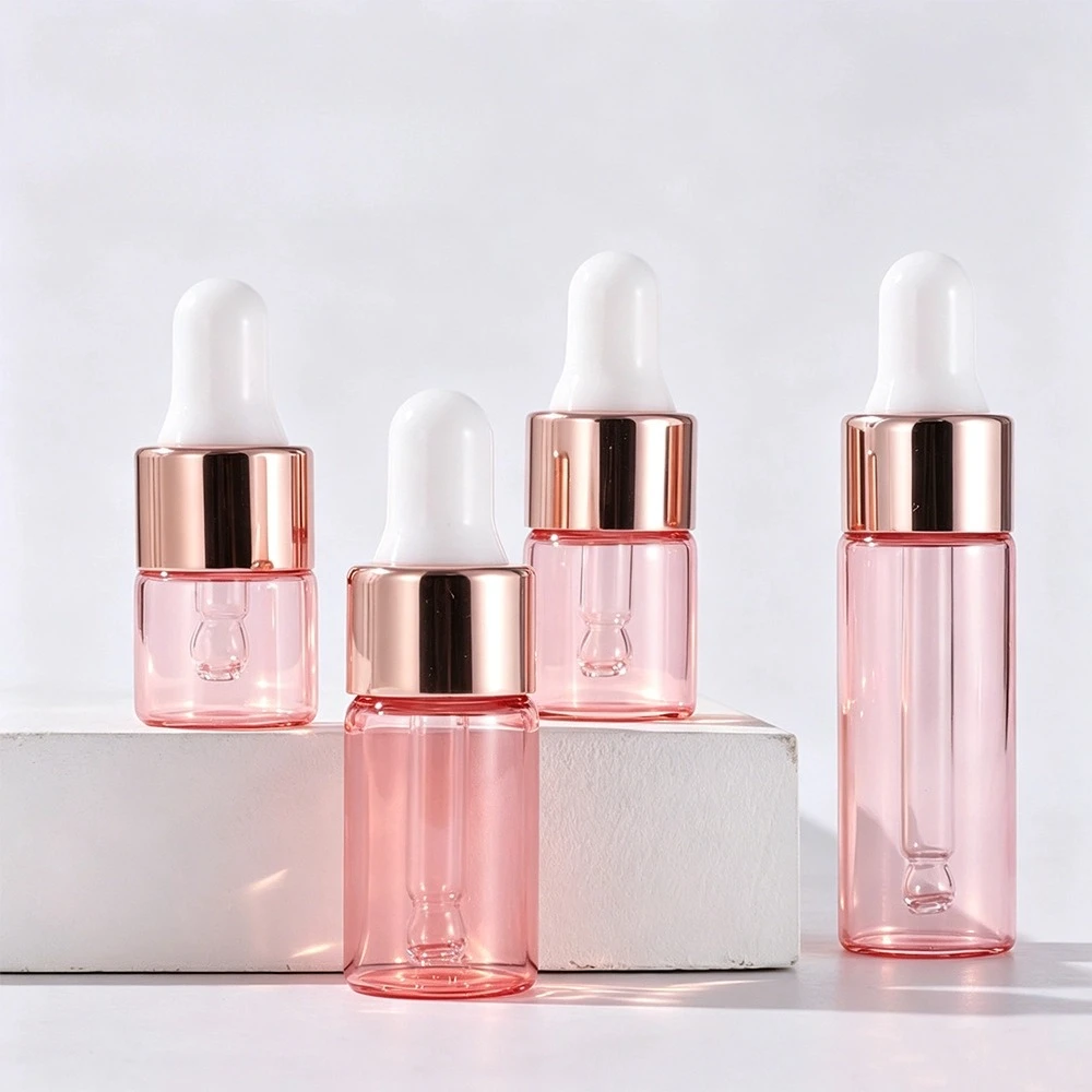 1ml2ml3ml5ml Transparent cherry blossom pink glass dropper bottle 1ml2ml3ml5ml Transparent cherry blossom pink glass dropper bottle