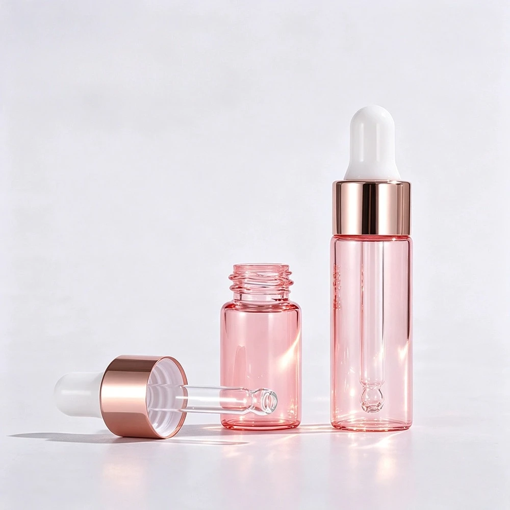1ml2ml3ml5ml Transparent cherry blossom pink glass dropper bottle 1ml2ml3ml5ml Transparent cherry blossom pink glass dropper bottle